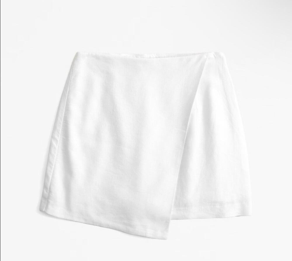 Abercrombie & Fitch Scarlett Linen Blend Wrap Mini Skort White Size L Resort